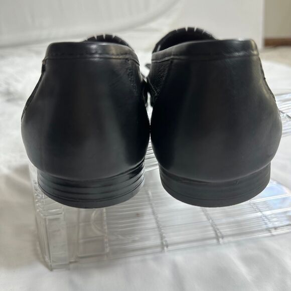 VTG Giorgio Made In Italy Mens Sz 9 Black Leather Loafers Slip On Dress Shoes